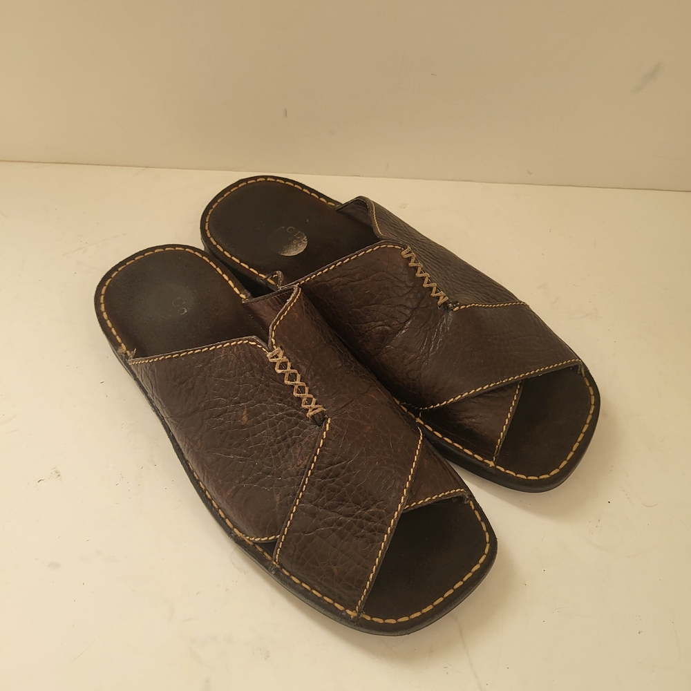 Cole Haan Dark Brown Leather Slide Sandals